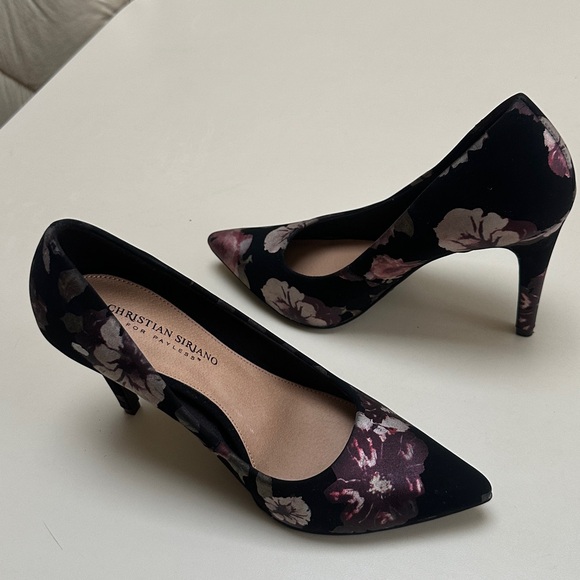 🌺 CHRISTIAN SIRIANO for Habit pointed pump heels featuring dark floral 7.5 - Picture 10 of 12